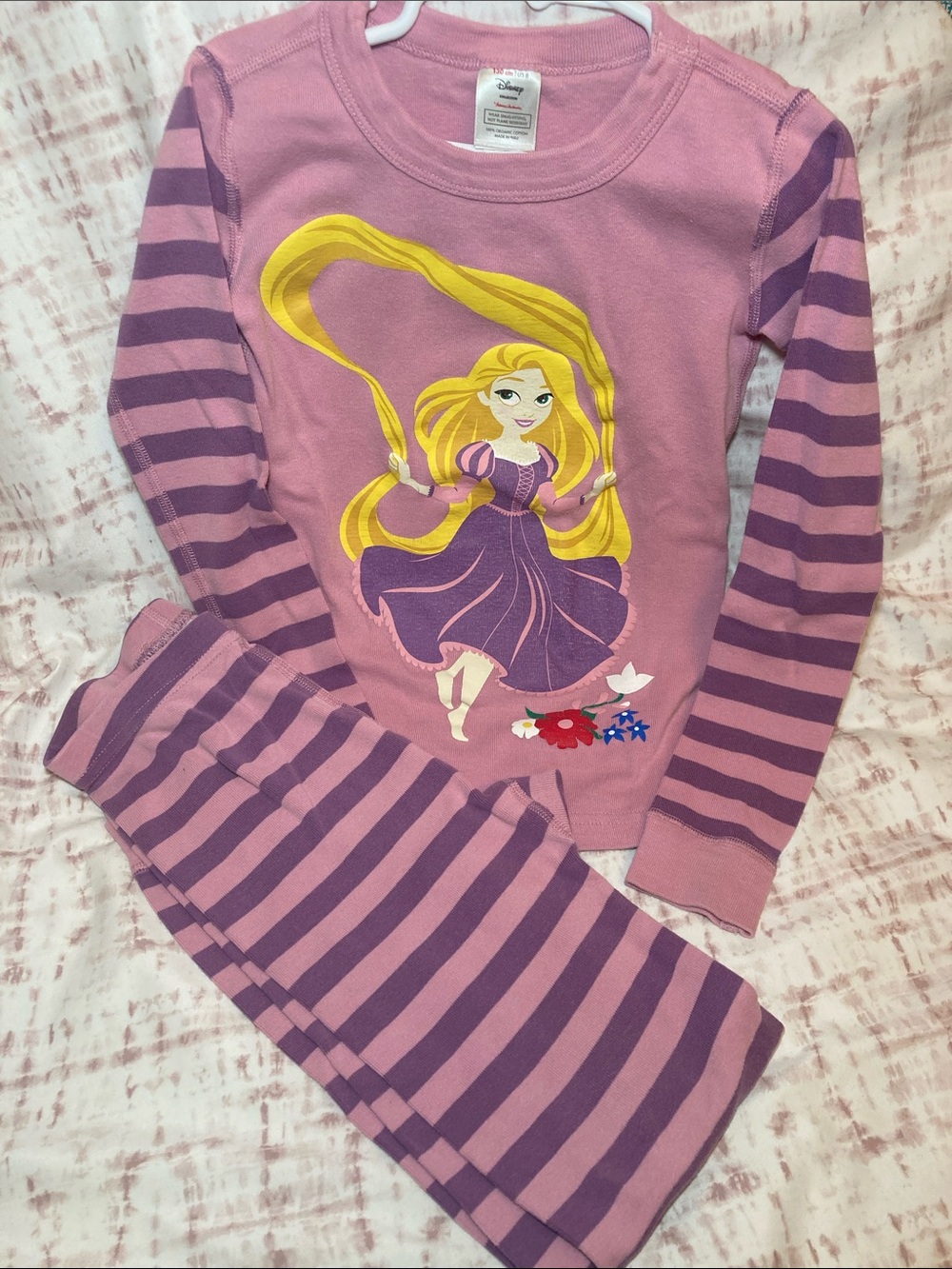 Hannah Andersson/Disney EUC Pink/Purple Rapunzel Organic Cotton PJ US 8